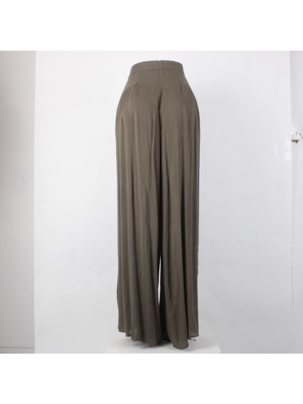 Catwalk Studio Pant $40 Sz L x 31 Moss Green Pleated Sheer Cotton Poly Pant - Picture 5 of 16